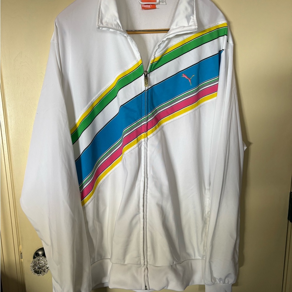 Men's XXL Puma White Rainbow Lifestyle Jacket Zip Up